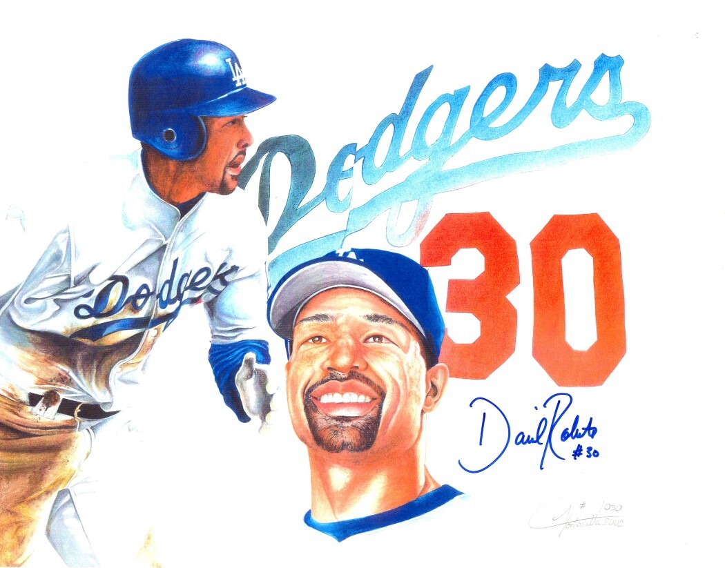 Dave Roberts Signed Autographed 11X14 Litho Print Dodgers Art Collage #/30 w/COA