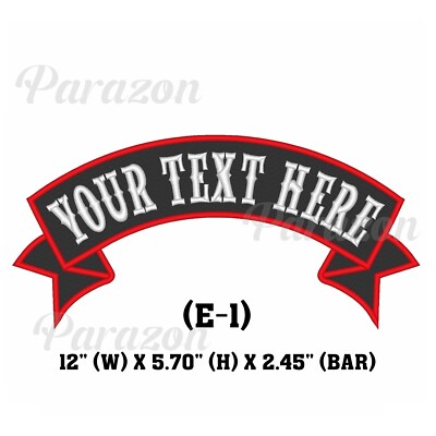Custom Embroidered  Top Rocker Name Tag Sew on Patch Motorcycle Biker 12'' (E-1)