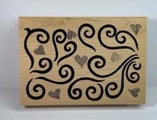 Great Impressions HEARTS FLOURISHES Wood Mount Rubber Stamp K65 Unused