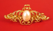 VINTAGE GOLD TONE DESIGNER SIGNED KIRKS FOLLY HAIR CLIP BARETTE CLASSY