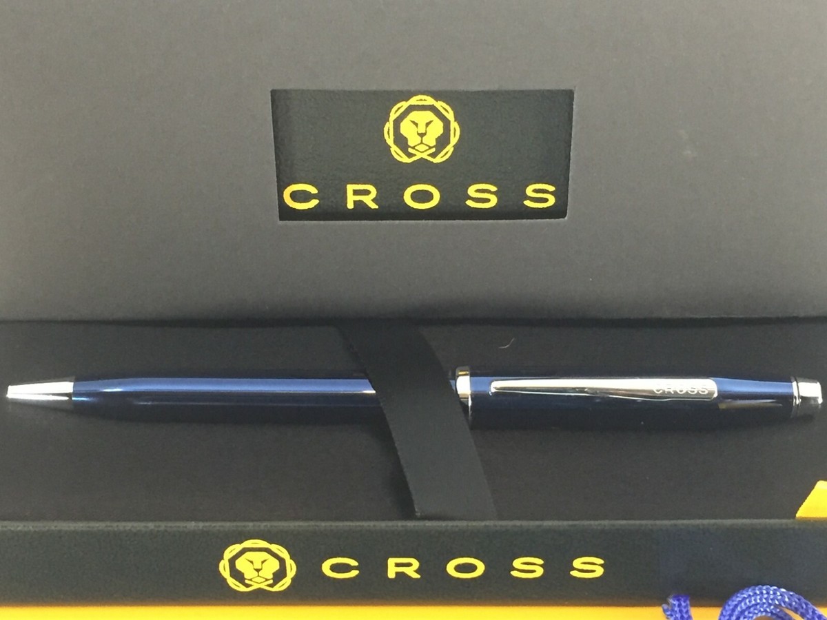CROSS CENTURY II QUARTZ BLUE LACQUER BALLPOINT PEN W/CHROME