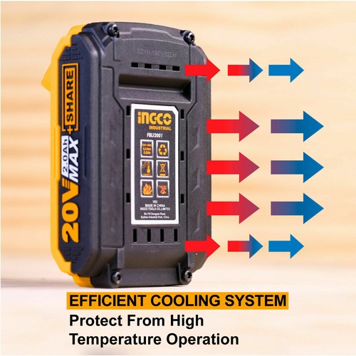 Kit Caricabatteria con 2 Batteria 4Ah a litio da 20V per elettroutensili INGCO - Imagen 3 de 9