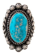 Navajo Native American Kingman Turquoise Ring Size 5 3/4 by Johnson SKU233012