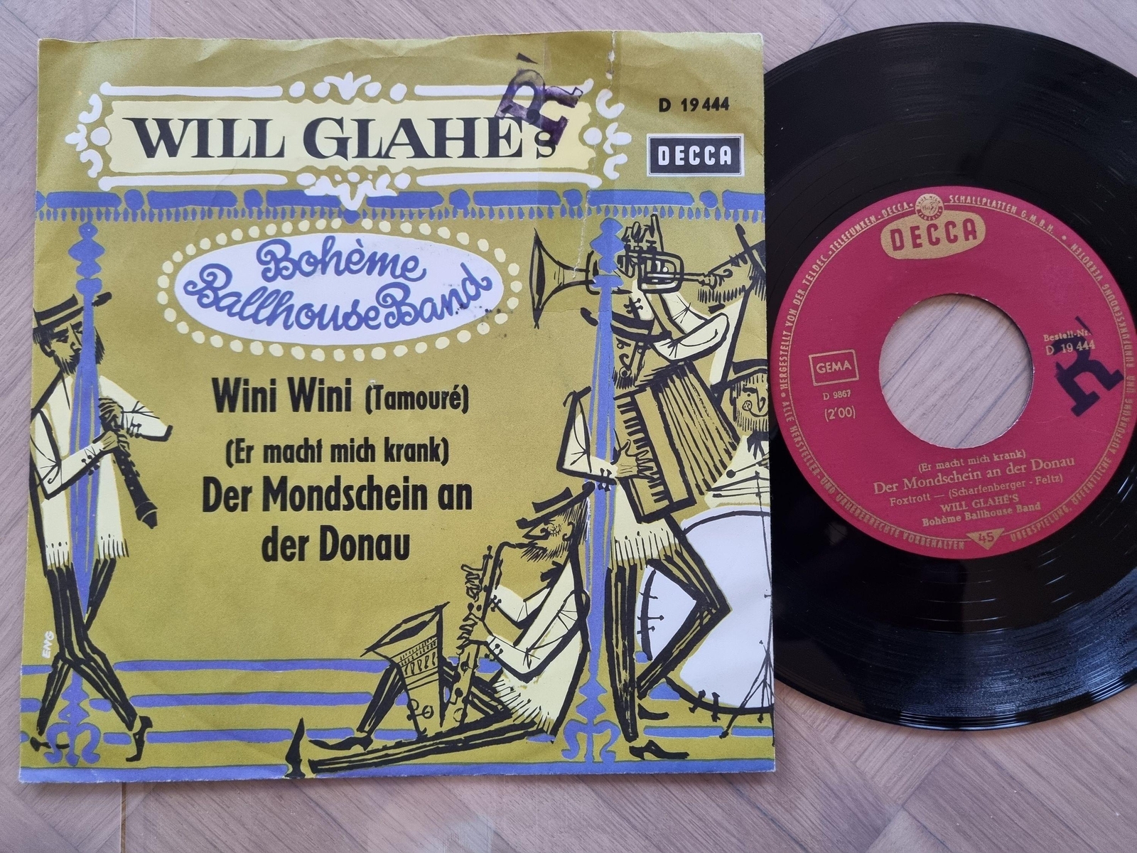 7"" Single Will Glahé - Wini Wini/ Der Mondschein an der Donau Vinyl Germany