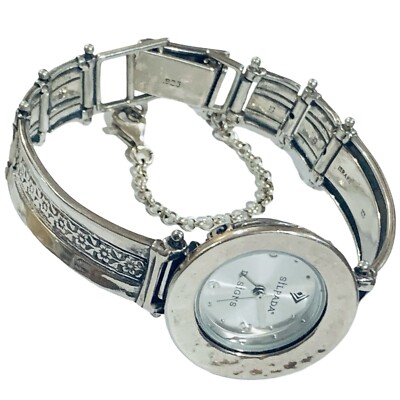 Beautiful Vintage Silpada Sterling Silver Womans Watch Hand Hammered Beze7- 