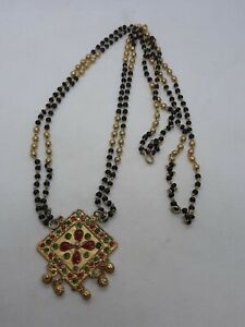India Fashion Jewelry Mangalsutra Mala Gold Plated Ethnic Wedding Necklace 