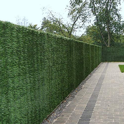 Haie artificielle de conifères 1x3m en PVC vert | Clôture occultante de jardin