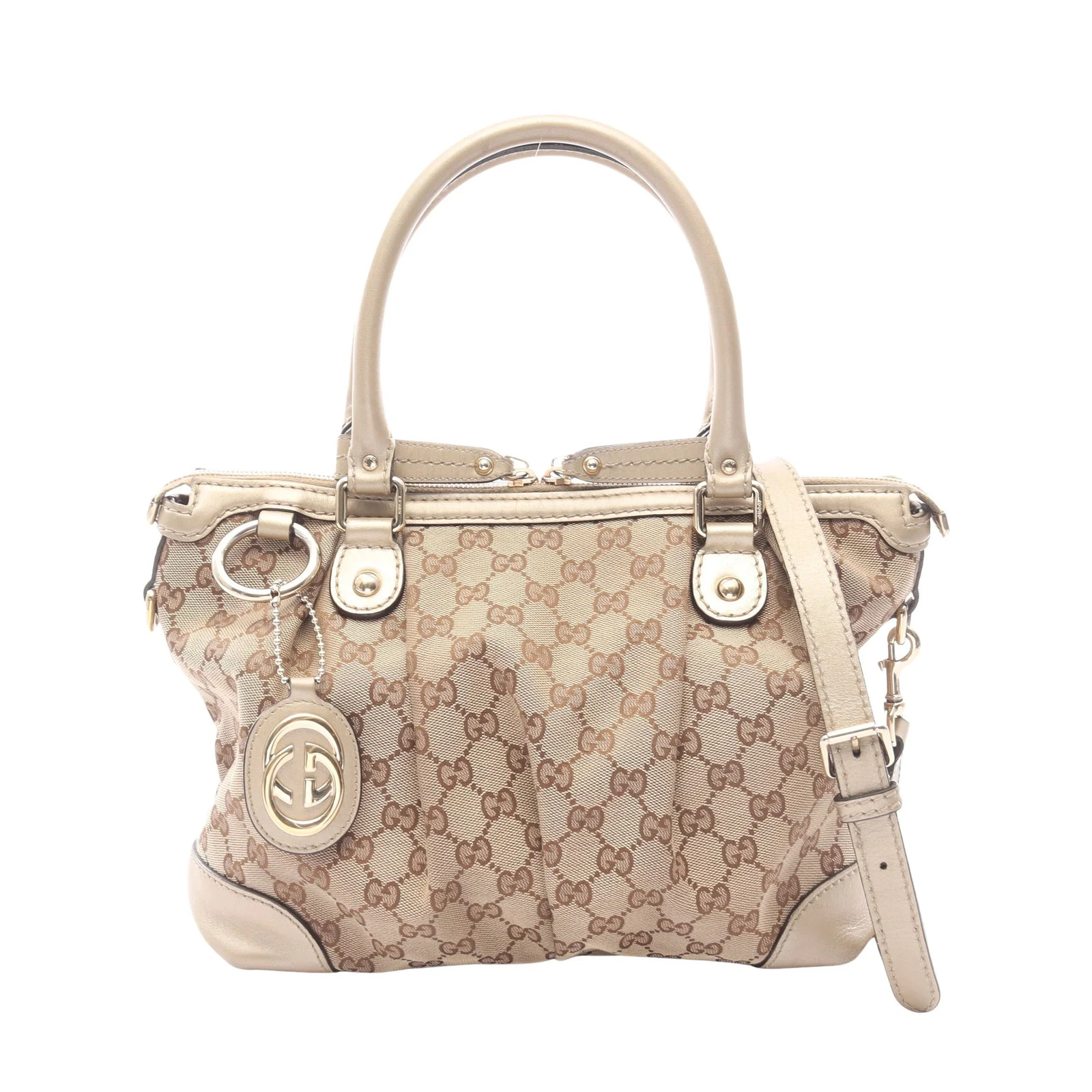 Gucci — Gucci GG 2WAY Handbag Beige Leather #RCB4913