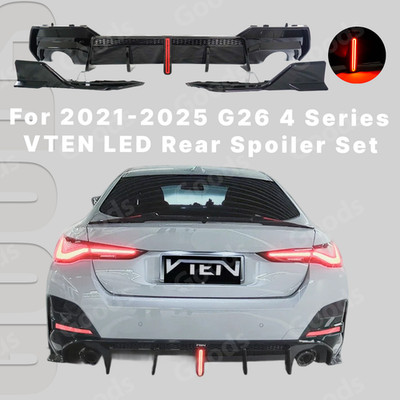 Single Exhaust Rear Diffuser Bumper Lip w/Corner Splitter For BMW G26 430i 21-25