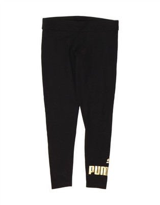 Puma Damen Graphic Leggings UK 14 Large schwarz Baumwolle CI20