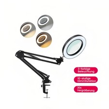 LED Lupenleuchte Arbeitslampe Dimmbar 30X Tischlupe mit Klemme Kosmetik Atelier