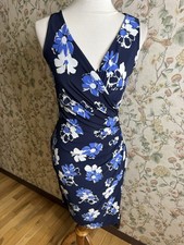 Lauren Ralph Lauren Faux Wrap Floral Black Multi Jersey Sleeveless Dress Size 2
