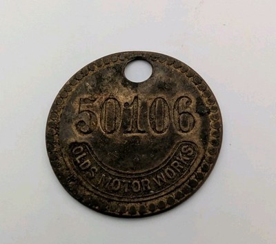 Early Oldsmobile Olds Motor Works Brass Tool Check Tag