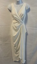 ASOS Design Plunge Neck wrap midi dress in cream size UK 6 RRP £48