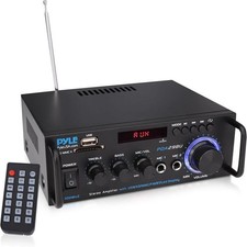 Pyle 200W Stereo Power Amplifier, Bluetooth - Dual Channel Audio Receiver - LED