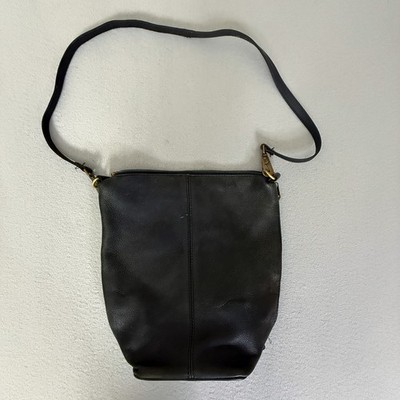 HOBO International Black Leather Crossbody Bag Zip Top Brass Hardware USA