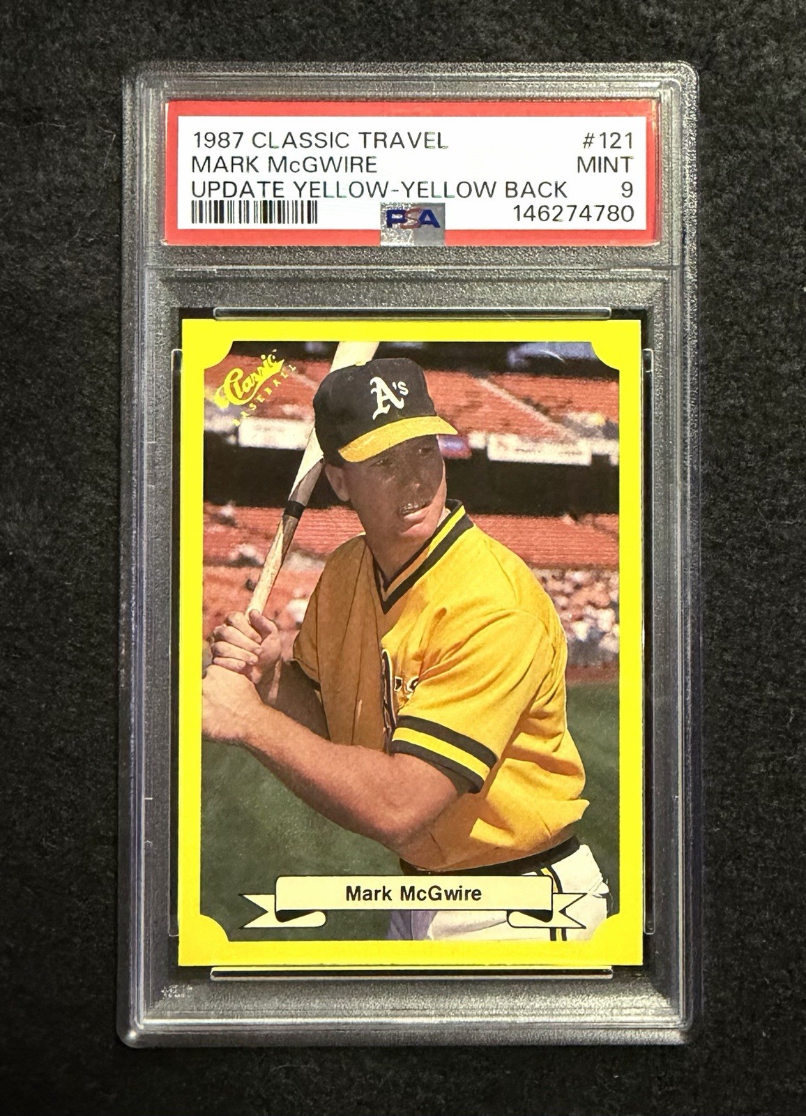 1987 Classic Update Travel Edition - Mark McGwire #121 Yellow Back - PSA 9 view 1
