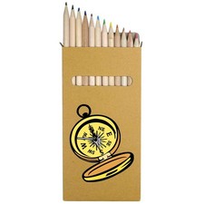 12 x 'Navigation Compass for Direction' Long Colour Pencils PE00086017 