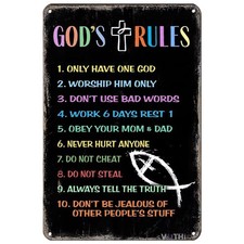 Ten Commandments Wall Decor,Room Decor for Boys,Girls Bedroom,Religious Bible...