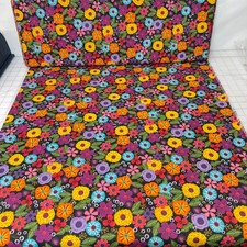 Fabric Flowers Packed multi flowers on Black Poly Cotton by the yard