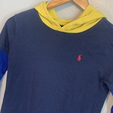 Polo Ralph Lauren Shirt Boys 7 130 Hooded Long Sleeve Sporty Preppy Sleeve Logo