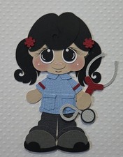 Paramedic Girl Black Hair. Scrapbook, Card Making Paper Piecing