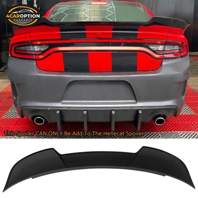 Spoiler Fits 15-23 Charger w/ Hellcat Spoiler Add On Upon Style Matte Black ABS