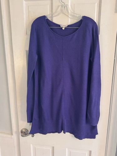 Eileen Fisher Tunic Top Womens Sz S Purple Organic Cotton Pullover Lagenlook - Picture 2 of 8