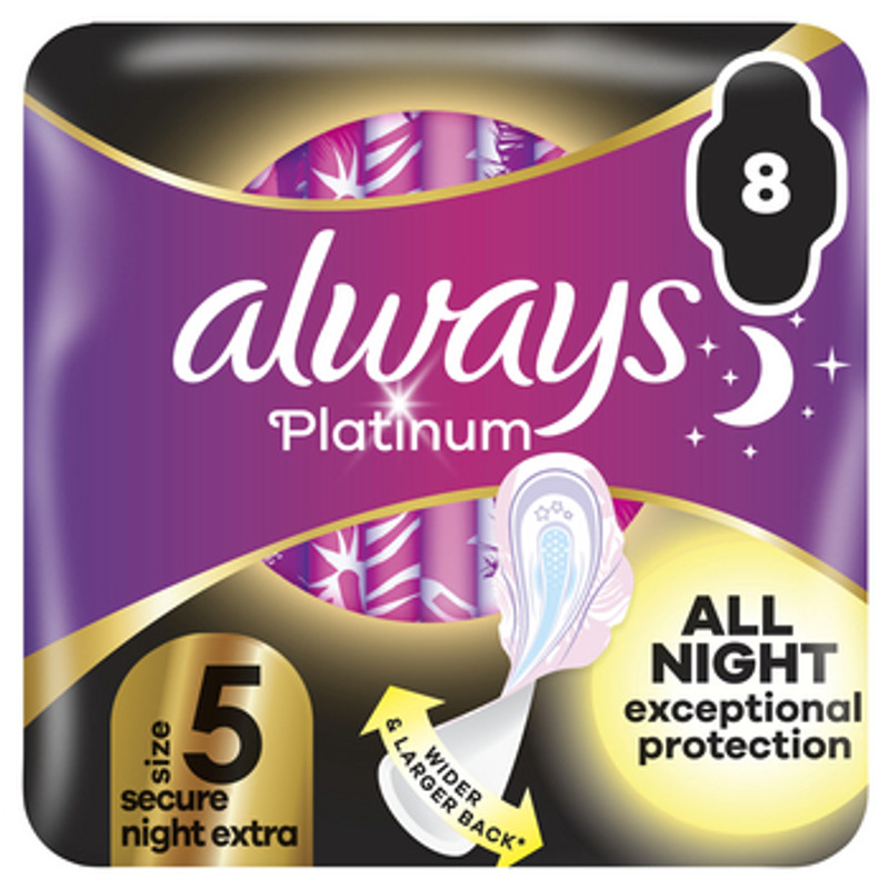 8700216186742 Always Platinum Podpaski ze skrzydekami Secure Night Extra 8 szt 3790₽