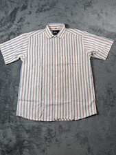Big B Shirt Mens 42 Multicolor Stripe Short Sleeve Button Front Woven Casual