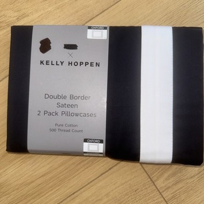 Kelly Hoppen x M&S Oxford-Kissenbezüge 500 Fadenzahl reiner Baumwollsatin neu mit Etikett 