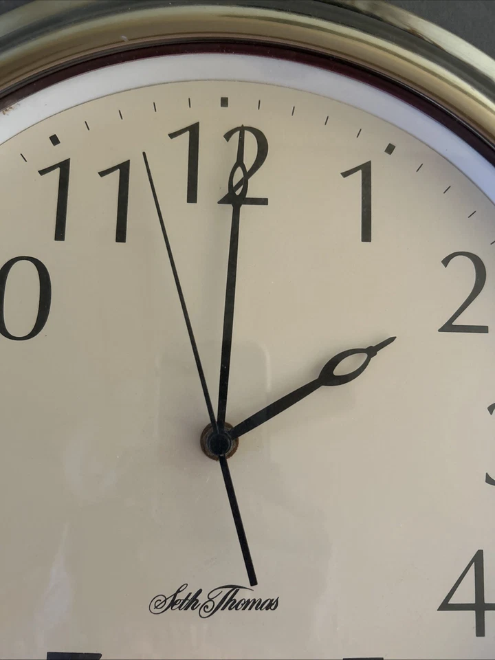 "RELOJ DE PARED LG SETH THOMAS ACABADO LATÓN MOLDURA ANALÓGICO 16"" VINTAGE" Foto 3 de 4