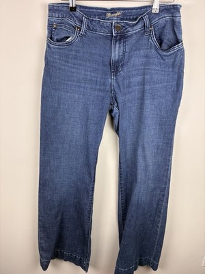 Wrangler Retro Mae Mid-Rise Wide Leg Trouser Jeans Blue Sophia Wash 11x32