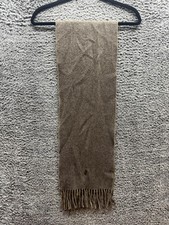 Polo Ralph Lauren Wool Blend Embroidered Fringe Scarf Brown One Size 72" x 10"