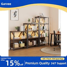 Open Display Shelves Bookcase 3/4/5-Tier with LED Lights Storage Rack