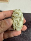 Rare Antique/ Vtg. Chinese HK Export Chicken Bone Jade Dragon Pendant — photo 4