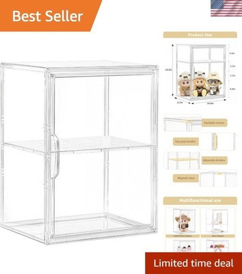 Acrylic Display Case for Collectibles, Clear Storage Bin with 3 Adjustable La...