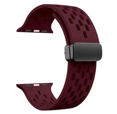 Armband Apple Watch 5 6 7 8 9 SE Gelocht Soft Silikon Magnet 38 40 41mm Rot #128
