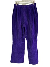 Vintage 70s Womens Medium Purple Wide Whale Corduroy High Rise Wide Leg Pants