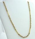 ANTIQUE 18K GOLD OVAL TEXTURED BAR LINK NECKLACE CHAIN — photo 3