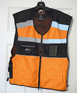 Fieldsheer Motorcycle Riding Vest Orange Hi-Visibility Reflective Zip SM-L