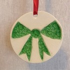 Christmas Ornament green bow holidays present gift Ceramic Glass decorations