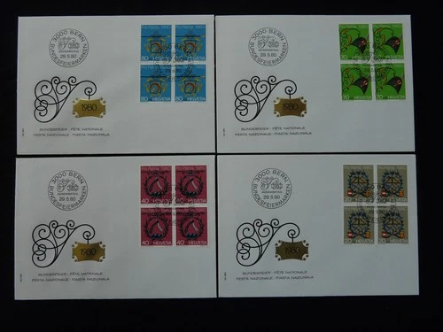 Pro Patria set of 4 FDC Switzerland 1980 (block of 4)