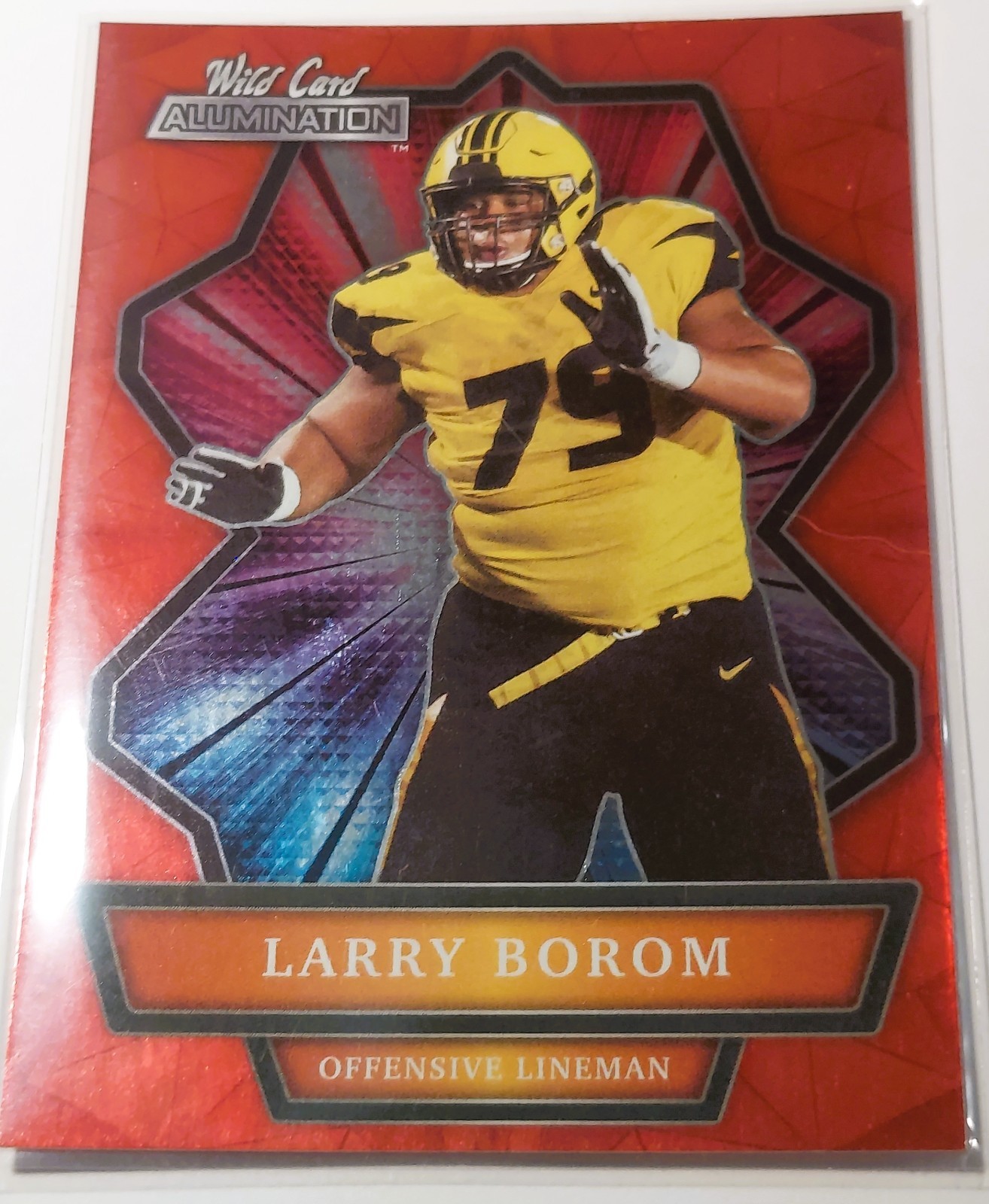 Red 2021 Wild Card Alumination ABC-34 Larry Borom Football Card