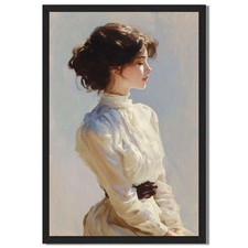 Elegant Lady Portrait Framed Canvas Print Wall Art