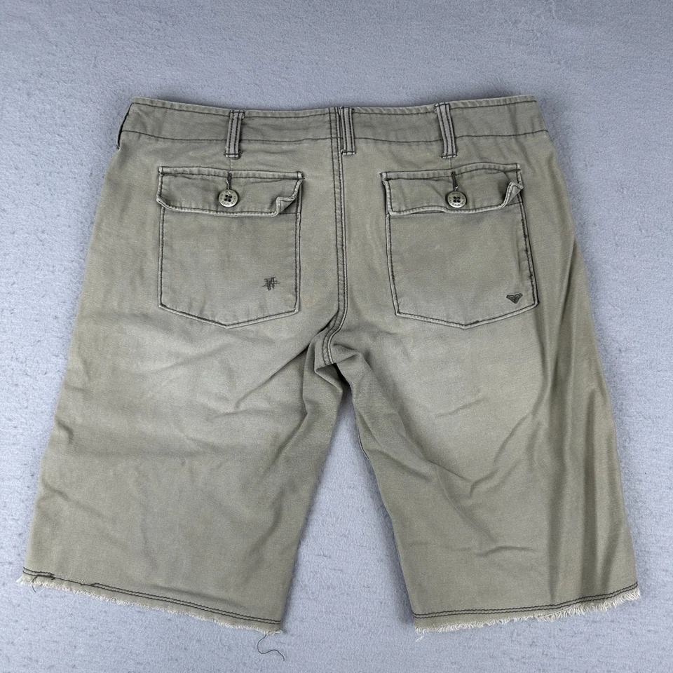 Vintage Roxy Shorts Womens 11 (32x12) Green Frayed Bermuda Canvas Y2K Faded - Image 2 of 4