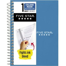 Five Star Spiral Notebook, 1 Subject, College Ruled Paper, Personal Size, 4-3/8"