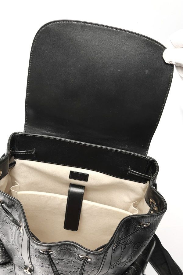 Gucci Embossed GG Large Leather Backpack Black Used From Japan thumbnail 7