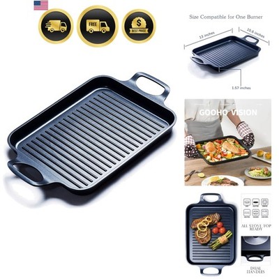 Nonstick Grill Pan for Indoor Cooking Flat Grill Plate for Electric Stoves