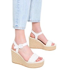 VERONICA BEARD Reema Braided Ankle-Strap Wedge Espadrilles, Size 10 New